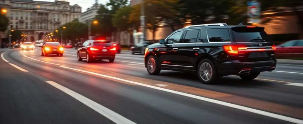 Luxury SUV fleet on the road